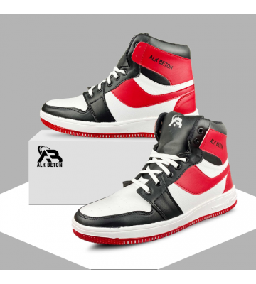 High Tops Mens Sneakers Synthetic Shoes Red Black 